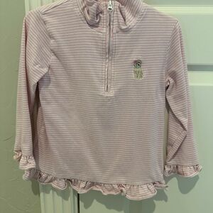 Pink Striped Kids Top with Ruffle Hem